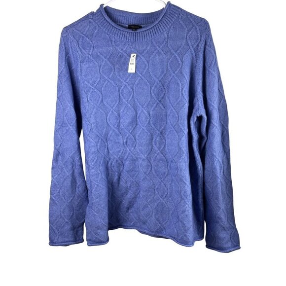 Talbots XL Cable Knit Sweater Blue Acrylic & Wool Blend Womens Stylish Pullover - Picture 1 of 9